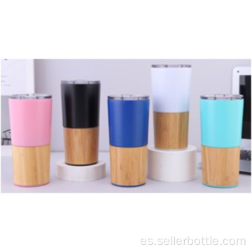 Taza automática de bambú de color sólido de 20 oz